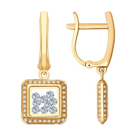 Серьги Соколов из красного золота пробы 585 весом 4,97 мин.стекло 027729  - фото 2