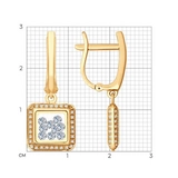 Серьги Соколов из красного золота пробы 585 весом 4,97 мин.стекло 027729 