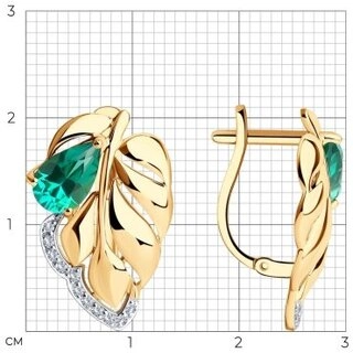 Серьги SOKOLOV 727641 вес 4.41 г золото, изумруд, фианит 