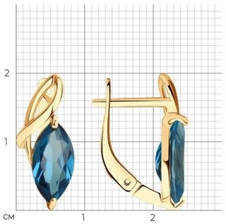 Серьги SOKOLOV 727824 вес 3.21 г золото, топаз 102285249 