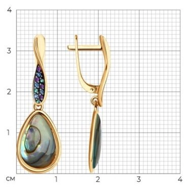 Серьги SOKOLOV 728029 вес 4.11 г золото, фианит, перламутр 