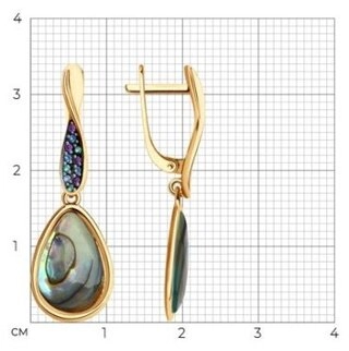 Серьги SOKOLOV 728029 вес 4.11 г золото, фианит, перламутр 