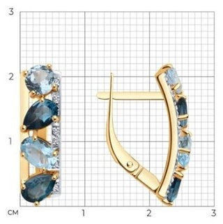Серьги SOKOLOV 728774 вес 4.04 г золото, топаз 