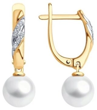 Серьги SOKOLOV 792341 вес 3 г золото, жемчуг, фианит 