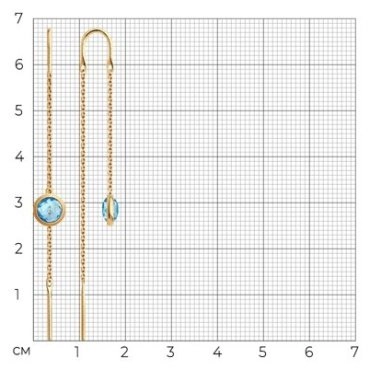 Серьги-цепочки Diamant 51-320-01420-1 вес 1.42 г золото, топаз 