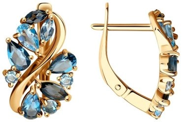 Серьги SOKOLOV 725136 вес 4 г золото, топаз 