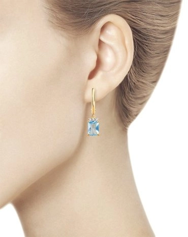 Серьги SOKOLOV 727500 вес 3.59 г золото, фианит, топаз 