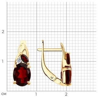 Серьги SOKOLOV 727584 вес 2.77 г золото, гранат 