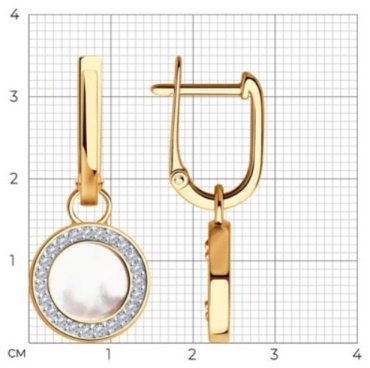 Серьги SOKOLOV 728878 вес 3.4 г золото, перламутр, фианит 