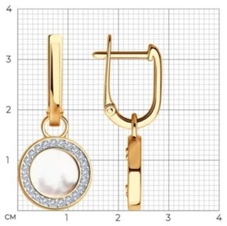 Серьги SOKOLOV 728878 вес 3.4 г золото, перламутр, фианит 