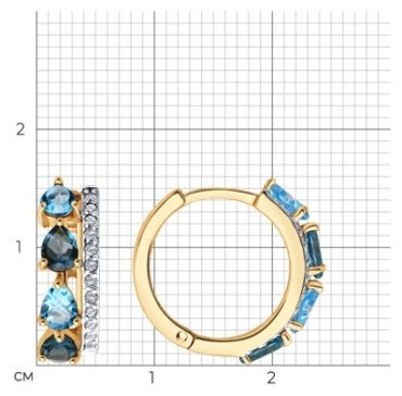 Серьги SOKOLOV 728897 вес 2.64 г золото, фианит, топаз 