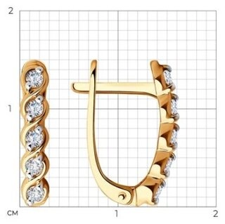 Серьги Diamant 51-120-00742-1 вес 2.1 г золото, фианит 