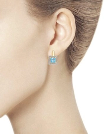 Серьги Diamant 51-320-00294-1 вес 2.7 г золото, фианит, топаз 