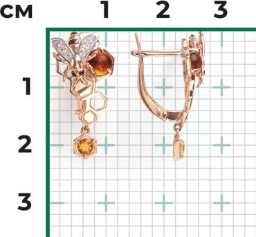 Серьги PLATINA 02-4681-00-734-1110-57 вес 3.54 г золото, цитрин, янтарь, топаз 