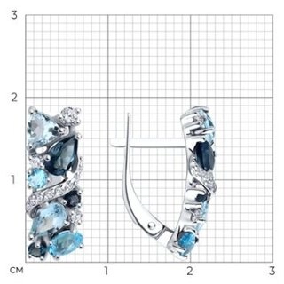 Серьги Diamant 52-320-02168-1 вес 3.31 г золото, лондон топаз 