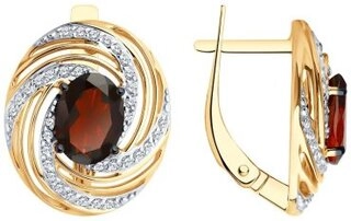 Серьги Diamant 51-320-02317-1 вес 4.51 золото, гранат 