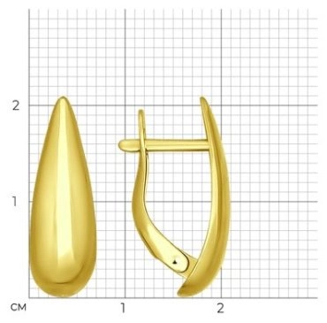Серьги Diamant 53-120-01523-1 вес 2.6 г золото, без вставок 