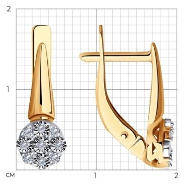 Серьги Diamant 51-220-01297-1 вес 2.16 г золото, бриллиант 