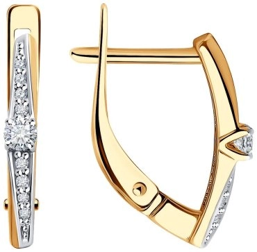 Серьги Diamant 51-220-01970-1 вес 1.9 г золото, бриллиант 