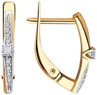 Серьги Diamant 51-220-01970-1 вес 1.9 г золото, бриллиант 