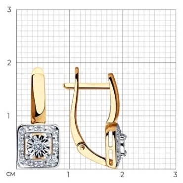 Серьги Diamant 51-220-00306-1 вес 3.41 г золото, бриллиант 