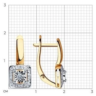 Серьги Diamant 51-220-00306-1 вес 3.41 г золото, бриллиант 