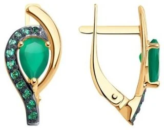 Серьги Diamant 51-320-01703-3 вес 2.17 г золото, агат 