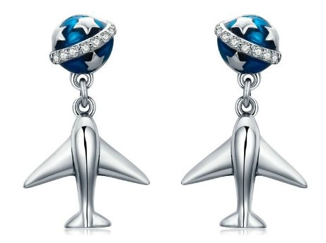 Серьги Aviagift самолет и планета