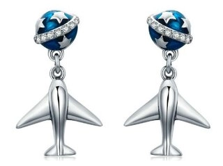 Серьги Aviagift самолет и планета