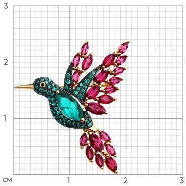 Брошь SOKOLOV 740140 вес 4.28 г золото, ситалл, родолит 