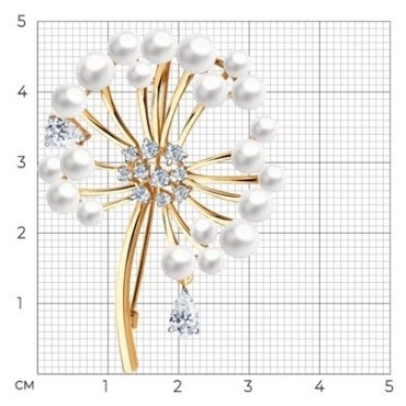 Брошь SOKOLOV 794047 вес 7.25 г золото, фианит 