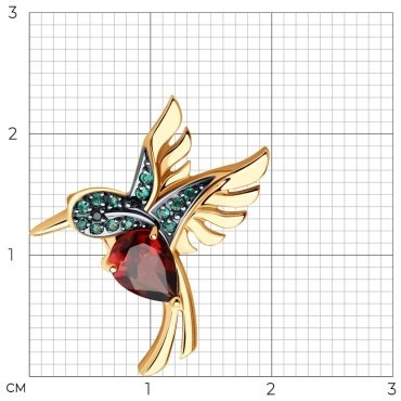 Брошь Золото России 783047 TohaSharm вес 2.13 г золото, родолит, фианит 