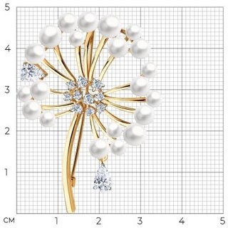 Брошь Золото России 470497TohaSharm вес 7.54 г золото, жемчуг, фианит 