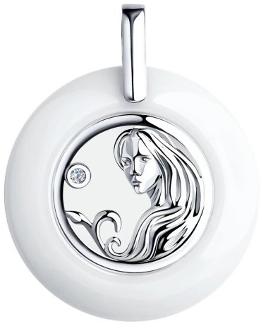 Подвеска Diamant 94-130-00575-1 вес 6.39 г серебро, керамика 