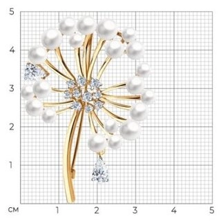 Брошь SOKOLOV 794047 вес 6.99 г золото, фианит 