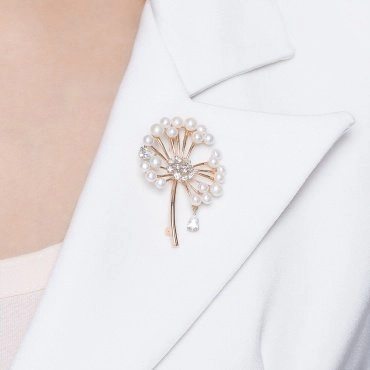 Брошь Золото России 740497 TohaSharm вес 7.13 г золото, жемчуг, фианит 