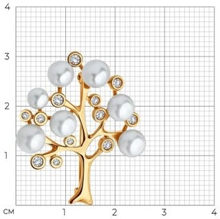 Брошь Золото России 420497 TohaSharm вес 3.47 г золото, жемчуг, фианит 