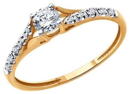 Кольцо Diamant 51-210-02179-1_17 размер 17 вес 1.16 г золото, бриллиант 