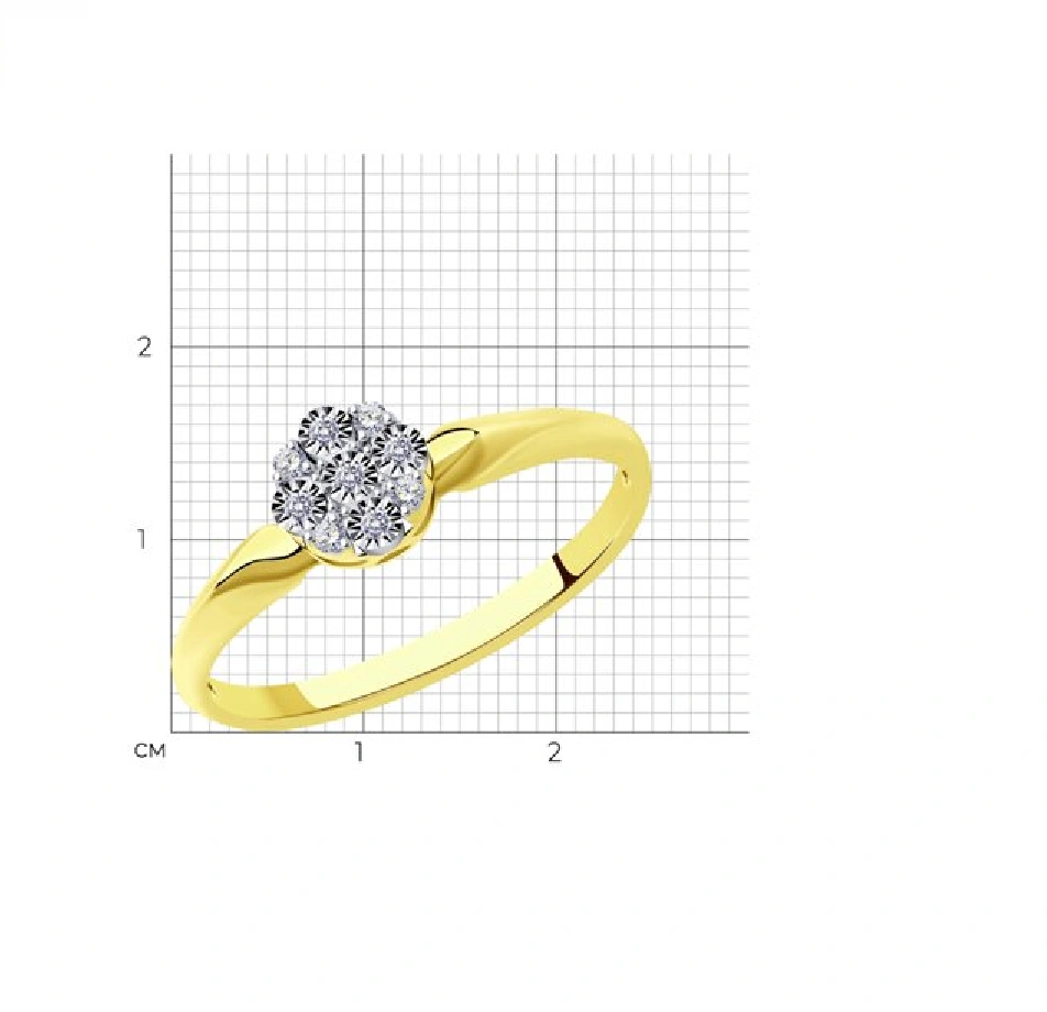 Кольцо Diamant 53-210-01297-1 17р 1,45гр.  - фото 2