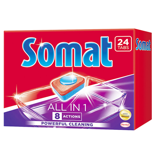 Somat ыдыс жуғыш машиналарына арналған таблеткалар Барлығы бір 24 дана
