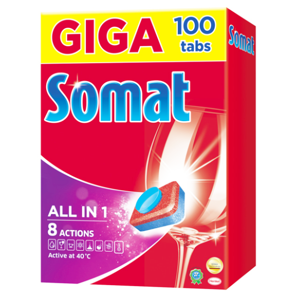 Somat ыдыс жуғыш машиналарына арналған таблеткалар Барлығы бір 100 дана