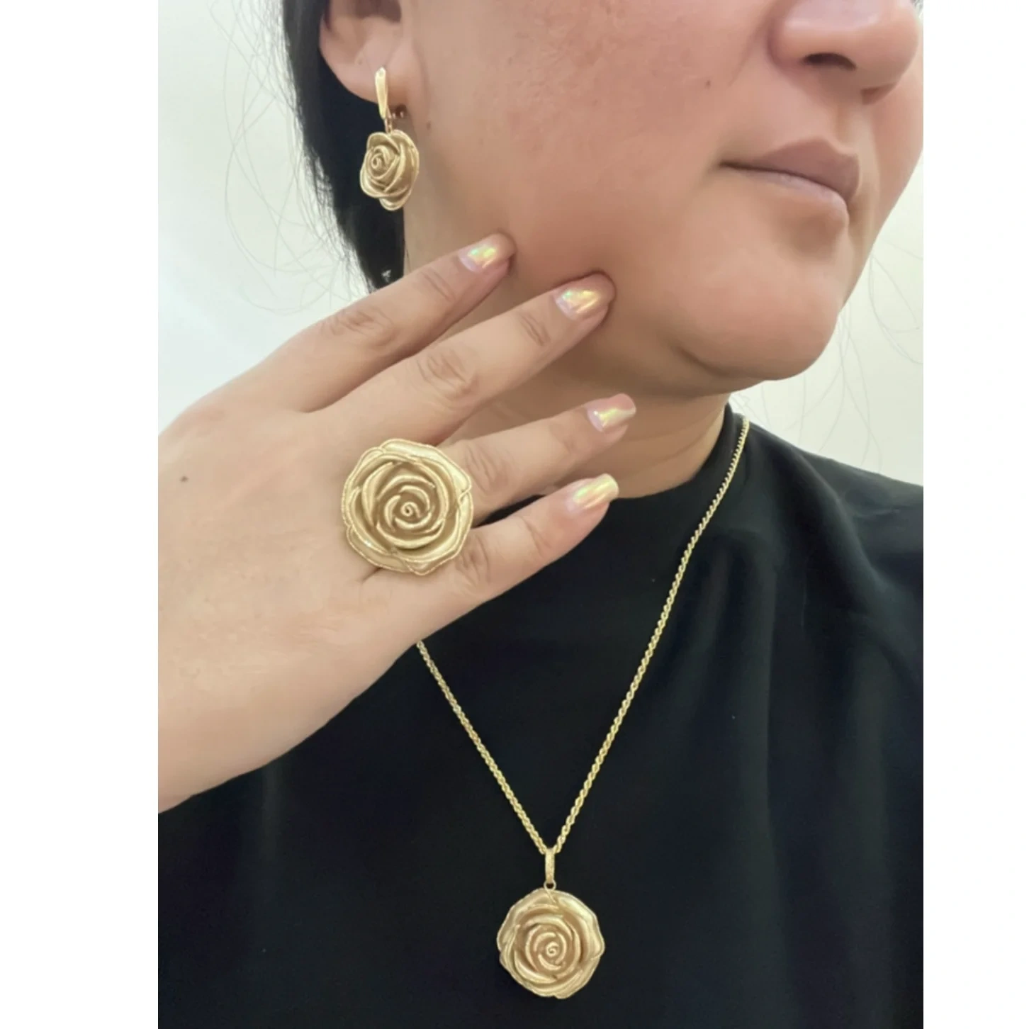 Ювелирный комплект Fiore Doro Роза 18р 28гр  - фото 5