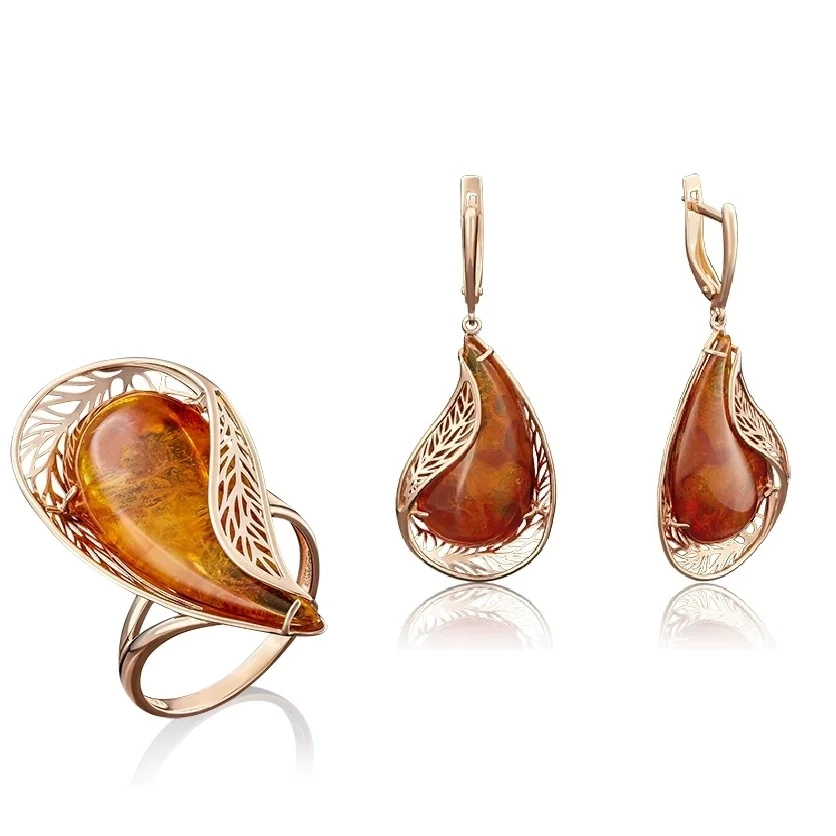 Ювелирный комплект Platina с янтарем 19.5р 11гр  - фото 2