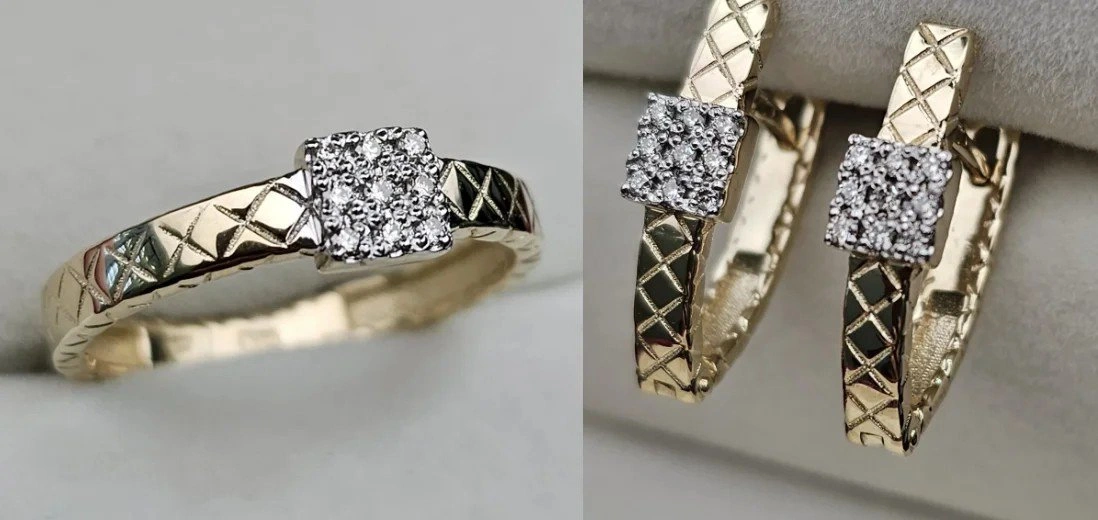 Ювелирный комплект Deimantas 109858445 18р 0,077ct 0,16ct. 