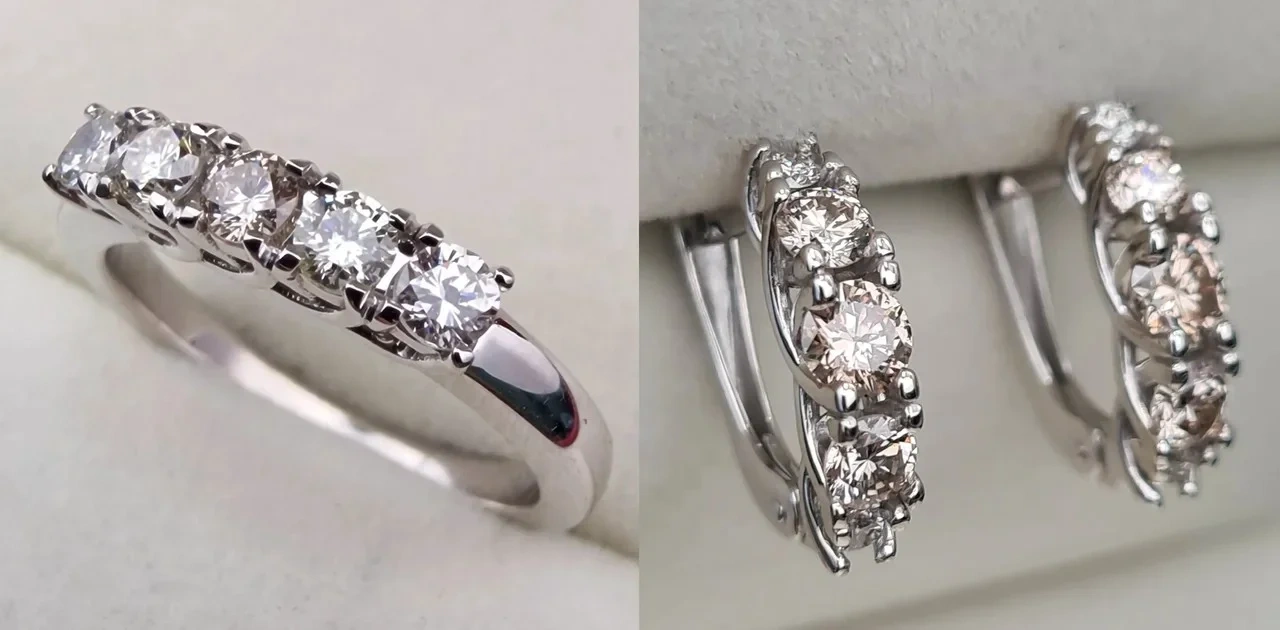 Ювелирный комплект Deimantas 113718018 17р 0,465ct 1,17ct. 