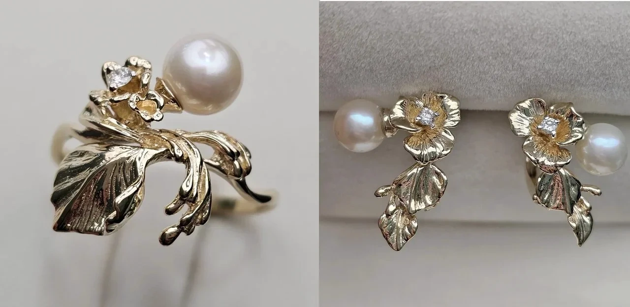 Ювелирный комплект Deimantas 115582559 кольцо 0.033Ct S1/J, VG-Cut 18р, серьги 0.068Ct SI1/J VG-Cu 