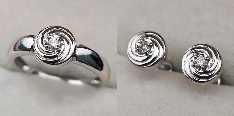 Ювелирный комплект Deimantas 106089870 16,5р 4,5гр 0,043ct 0,09ct. 