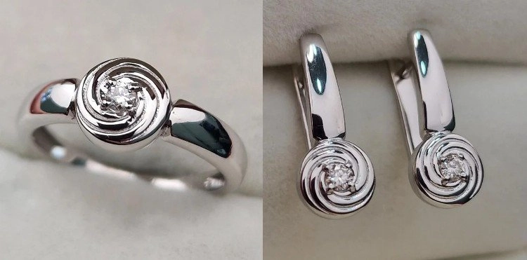 Ювелирный комплект Deimantas 106089875 16,5р 5,94гр 0,043ct 0,127ct. 