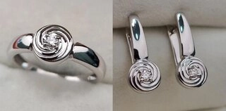 Ювелирный комплект Deimantas 106089875 16,5р 5,94гр 0,043ct 0,127ct. 