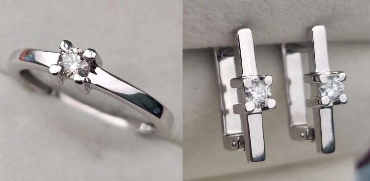 Ювелирный комплект Deimantas 105607956 16,5р 5,16гр 0,13ct 0,24ct. 